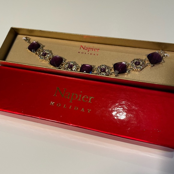 Bracelet Napier purple faceted in gold tone metal - Picture 7 of 15